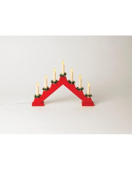 Candelabra LED - red wood - 7 warm white lamps - 230V