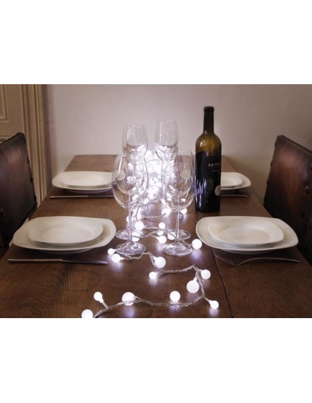 Decolight LED - 6 m - 90 white baubles - transparent wire - modulator - 24 V