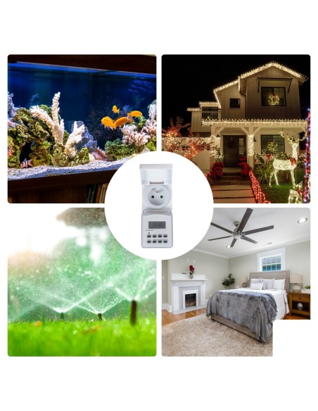 DIGITAL TIMER - WEEKLY PROGRAMMABLE - FOR OUTDOOR USE - PIN EARTH