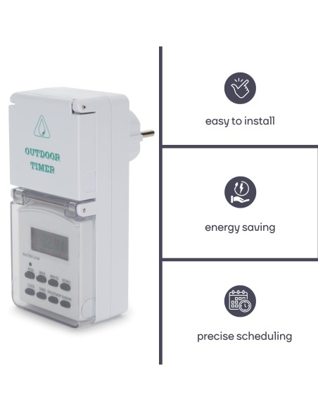 DIGITAL TIMER - WEEKLY PROGRAMMABLE - FOR OUTDOOR USE - PIN EARTH