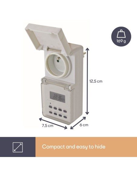DIGITAL TIMER - WEEKLY PROGRAMMABLE - FOR OUTDOOR USE - PIN EARTH