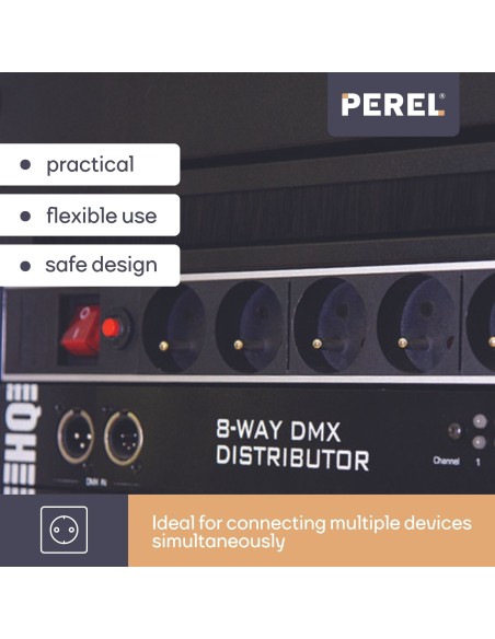 8-FACH-STECKDOSENLEISTE - STECKER-TYP E (FRANZÖSISCHES SYSTEM) - FÜR 19"-RACK