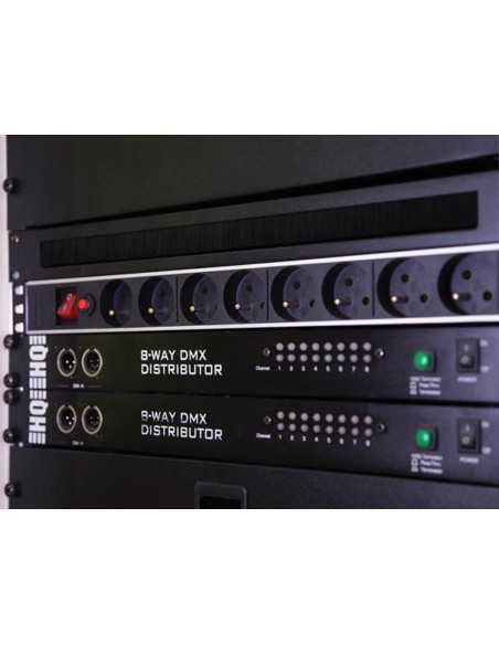 8-FACH-STECKDOSENLEISTE - STECKER-TYP E (FRANZÖSISCHES SYSTEM) - FÜR 19"-RACK