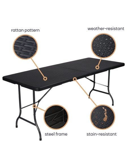 KLAPPTISCH - IN RATTAN-OPTIK - 180 x 75 x 74 cm