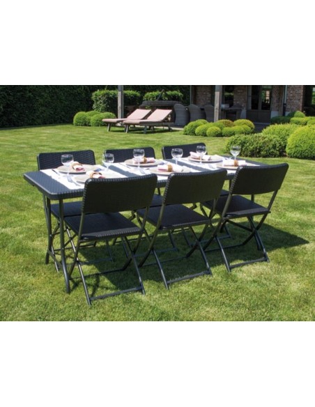 KLAPPTISCH - IN RATTAN-OPTIK - 180 x 75 x 74 cm