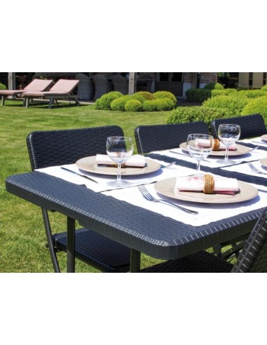 FOLD-IN-HALF TABLE - RATTAN PATTERN - 180 x 75...