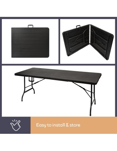 TABLE PLIANTE - IMITATION BOIS - 180 x 75 x 74 cm