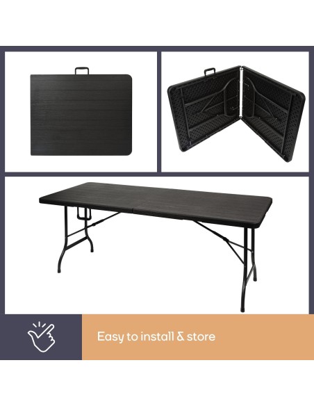 TABLE PLIANTE - IMITATION BOIS - 180 x 75 x 74 cm