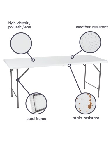 FOLD-IN-HALF TABLE - 180 x 70 x 74 cm