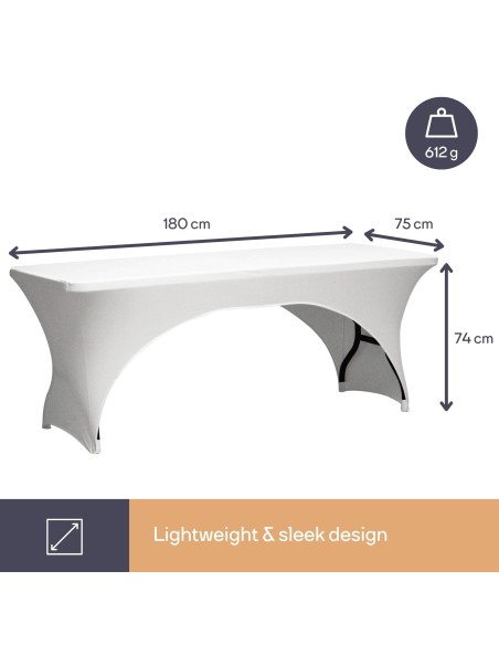 Housse extensible pour table rectangulaire - arqué - blanc