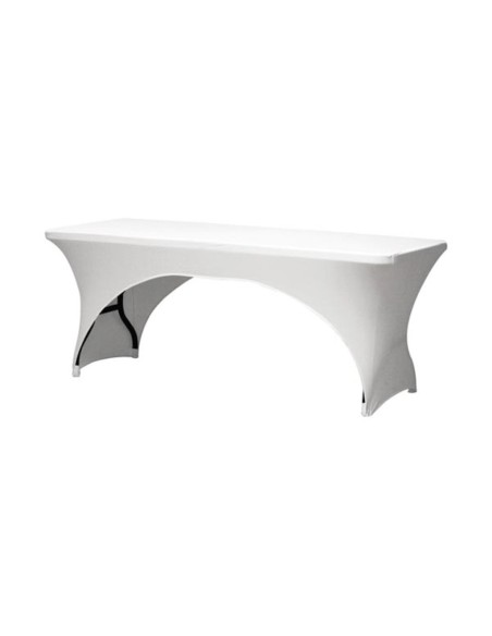 Housse extensible pour table rectangulaire - arqué - blanc