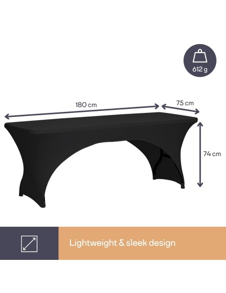 Housse extensible pour table rectangulaire - arqué - noir
