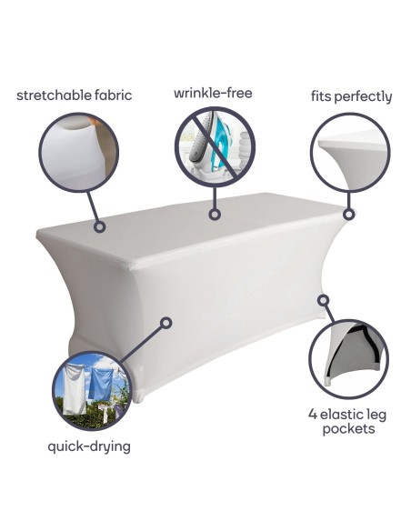 Housse extensible pour table rectangulaire - blanc