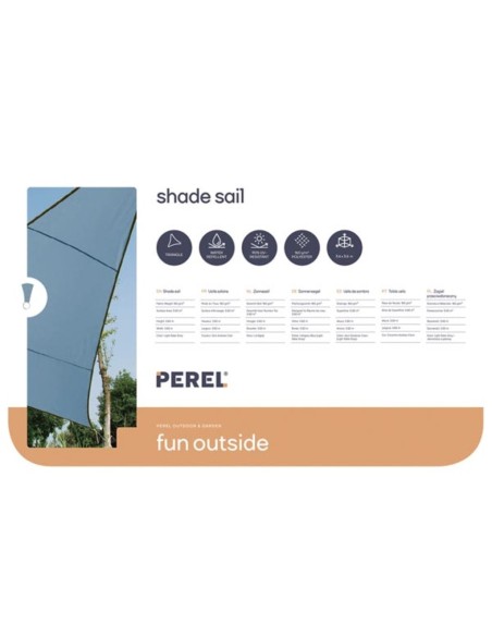 SONNENSEGEL - DREIECKIG - 3.6 x 3.6 x 3.6 m - FARBE: HELLGRAU