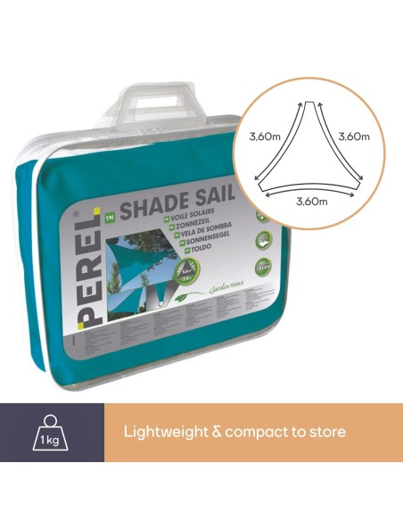 SONNENSEGEL - DREIECKIG - 3.6 x 3.6 x 3.6 m - FARBE: HIMMELBLAU