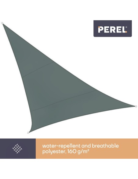 VOILE SOLAIRE - TRIANGLE - 3.6 x 3.6 x 3.6 m - COULEUR : GRIS VERT