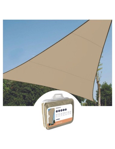 WATER-PERMEABLE SHADE SAIL - TRIANGLE - 3.6 x 3.6 x 3.6 m - COLOUR: CHAMPAGNE