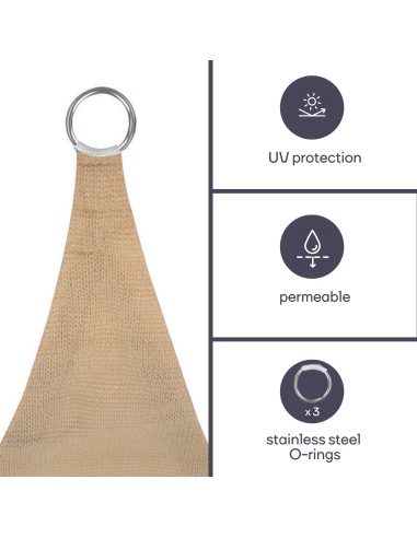VOILE SOLAIRE PERMÉABLE - TRIANGLE - 3.6 x 3.6...