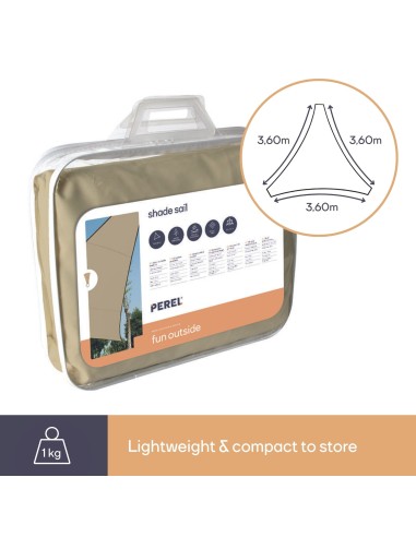VOILE SOLAIRE PERMÉABLE - TRIANGLE - 3.6 x 3.6...