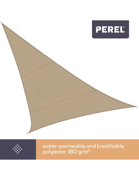 VOILE SOLAIRE PERMÉABLE - TRIANGLE - 3.6 x 3.6 x 3.6 m - COULEUR : CHAMPAGNE