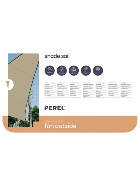 WATER-PERMEABLE SHADE SAIL - TRIANGLE - 3.6 x 3.6 x 3.6 m - COLOUR: CHAMPAGNE