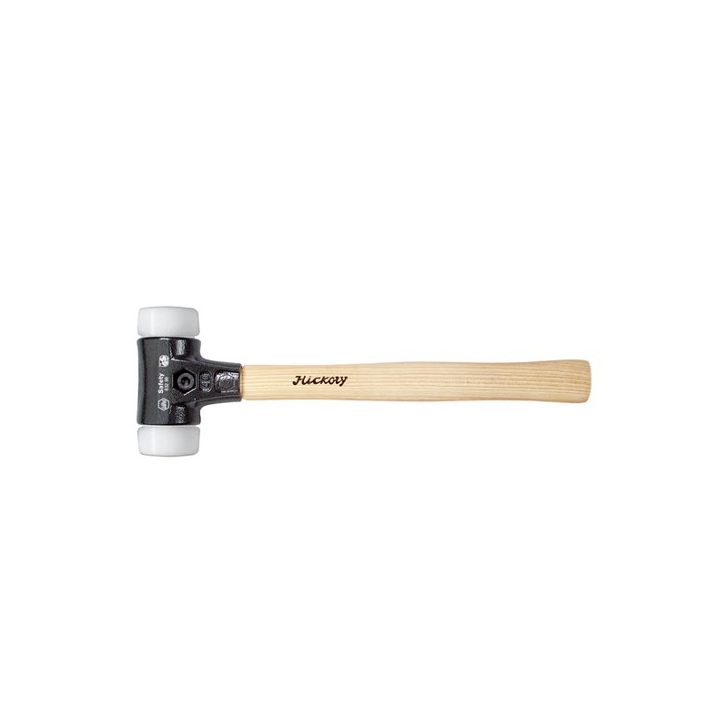 Wiha Soft-faced hammer Safety medium soft/very hard with hickory wooden handle, round hammer face (26674) 80L mm
