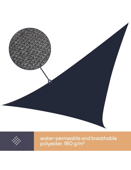VOILE SOLAIRE PERMÉABLE - TRIANGLE - 3.6 x 3.6 x 3.6 m - COULEUR: ANTHRACITE