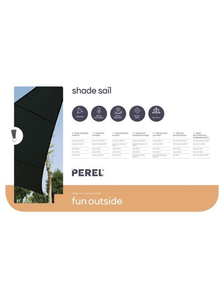 WASSERDURCHLÄSSIGES SONNENSEGEL - DREIECKIG - 3.6 x 3.6 x 3.6 m - FARBE: CHARCOAL
