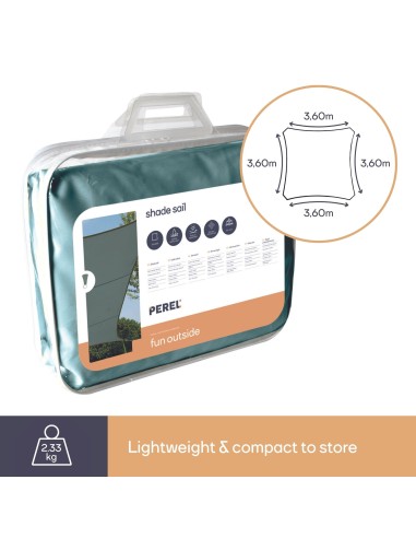 ZONNEZEIL - VIERKANT - 3.6 x 3.6 m - KLEUR:...