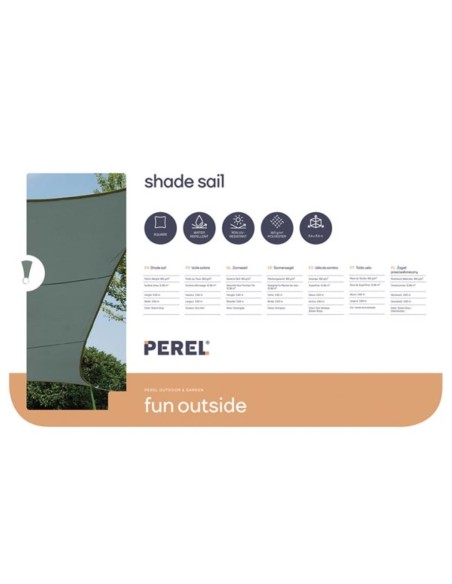 ZONNEZEIL - VIERKANT - 3.6 x 3.6 m - KLEUR: GROENGRIJS