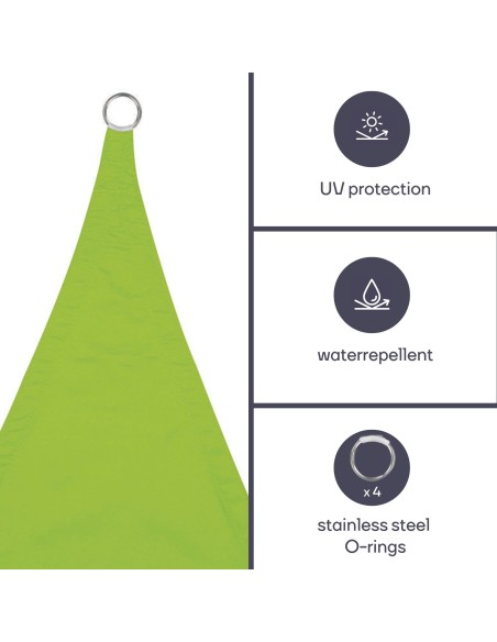 VOILE SOLAIRE - CARRÉ - 3.6 x 3.6 m - COULEUR: VERT LIME