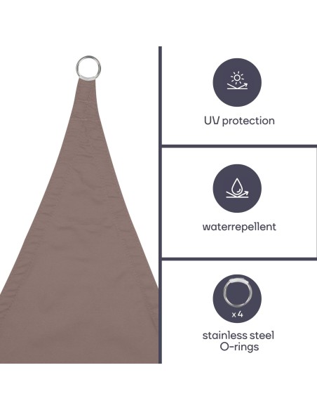 ZONNEZEIL - VIERKANT - 3.6 x 3.6 m - KLEUR: TAUPE