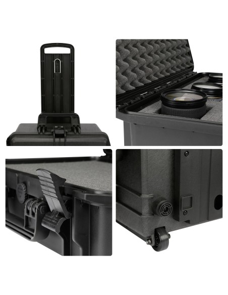 MALLETTE RIGIDE TROLLY - 604 x 473 x 283 mm - AVEC MOUSSE