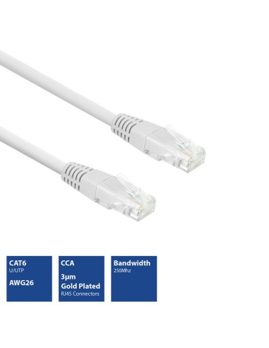 Eminent - Cable de conexión de red U/UTP CAT6 / 2 m / blanco / M-M