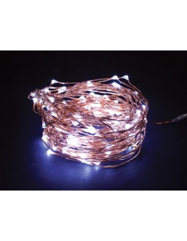 Microlight LED - 12 m - 120 lámparas blancas - cable de cobre - 7,5 V