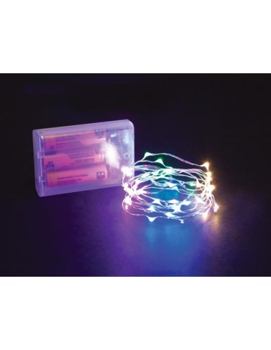 Microlight LED - 2 m - 40 multicolor lamps - silver wire - batteries not provided