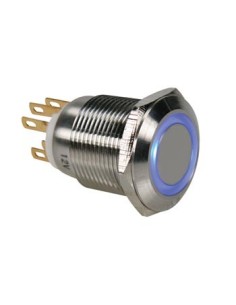 DRUKKNOP IN ROESTVRIJ STAAL SPDT 1NO 1NC - BLAUWE RING -...