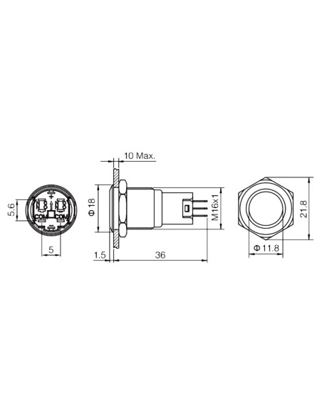 INTERRUPTEUR BIPOLAIRE AVEC CLÉ À POMPE 2 NO 2 NC - ACIER INOXYDABLE - 19mm