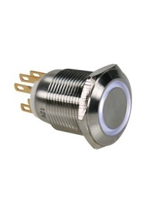 BOUTON-POUSSOIR EN ACIER INOXYDABLE SPDT 1NO 1NC - ANNEAU...