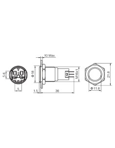 BOUTON-POUSSOIR EN ACIER INOXYDABLE SPDT 1NO 1NC - ANNEAU... 2