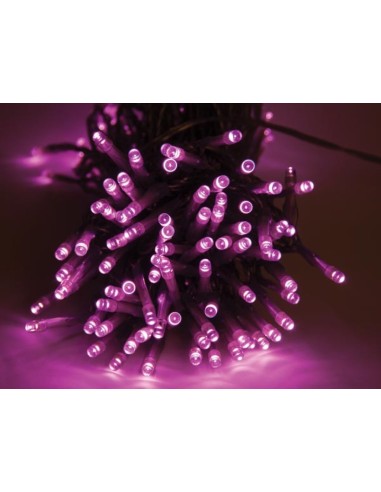 Rainbowlight LED - 10 m - 90 lámparas - Flamingo rosa - cable negro - modulador - 24 V