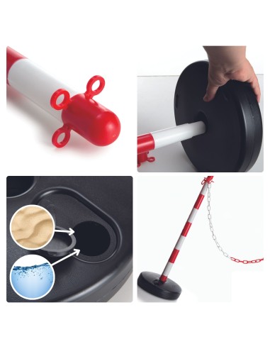 RED/WHITE PLASTIC POST FOR SECURITY CHAIN - 2 pcs