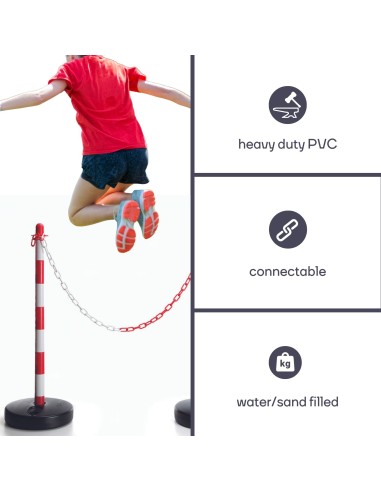 RED/WHITE PLASTIC POST FOR SECURITY CHAIN - 2 pcs