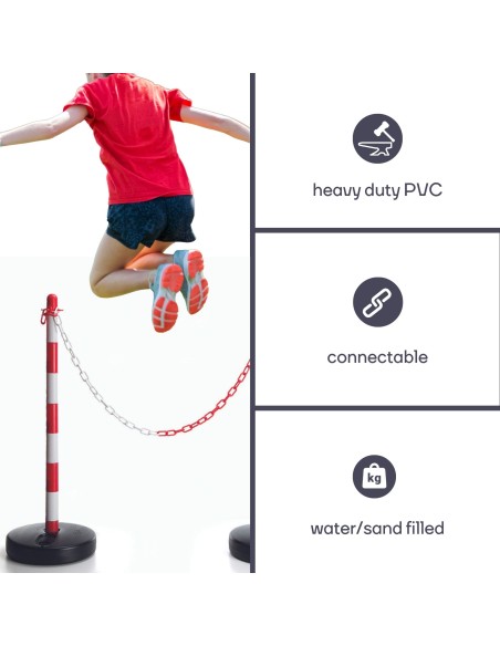 RED/WHITE PLASTIC POST FOR SECURITY CHAIN - 2 pcs