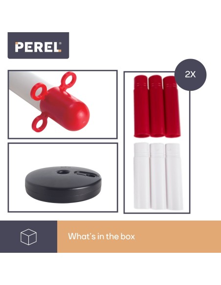 KUNSTSTOFFPFOSTEN FÜR ABSPERRKETTE - ROT/WEIß - 2-tlg.