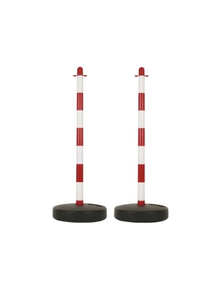 POTEAU EN PLASTIQUE POUR CHAÎNE DE SIGNALISATION - ROUGE/BLANC - 2 pcs