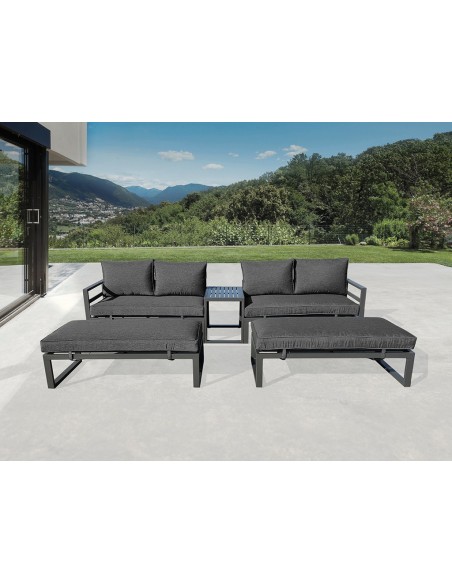 Ensemble de salon - Tout-en-un - Noir + Anthracite