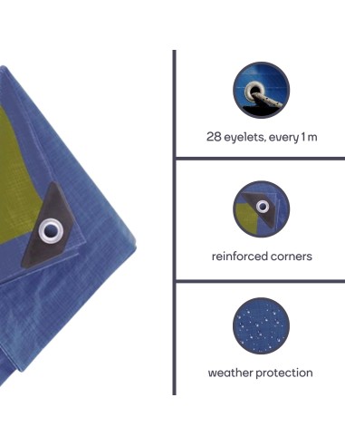 Dekzeil - Blauw/Kaki - Sterk - 6 x 8 m