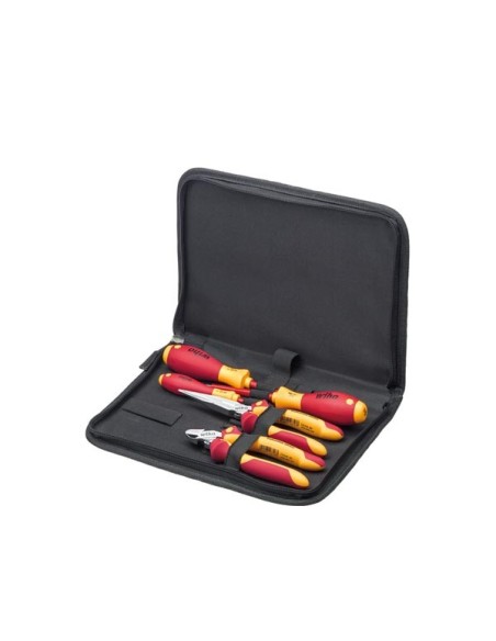 Wiha Gereedschapset elektricien schroevendraaiers, punttang, zijkniptang 5-delig in etui (26755)