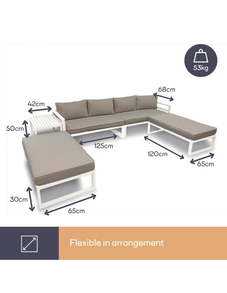 Lounge-Set - All-in-one - Weiß + Grau